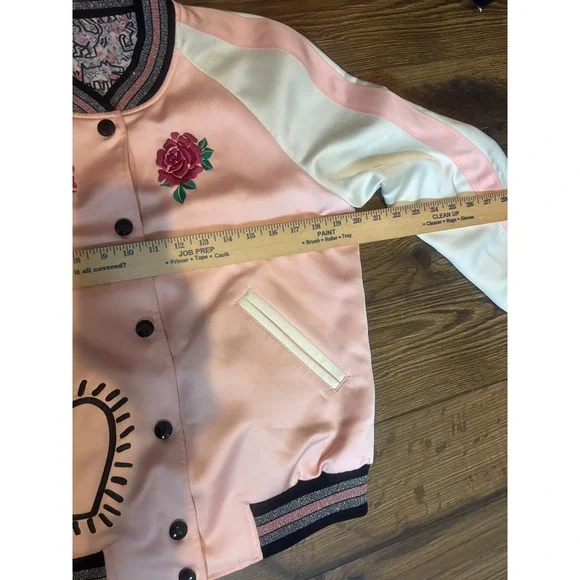 Coach x Keith Haring Reversible Bomber Jacket Pink Satin / Print | Style 30499 - Picture 11 of 11